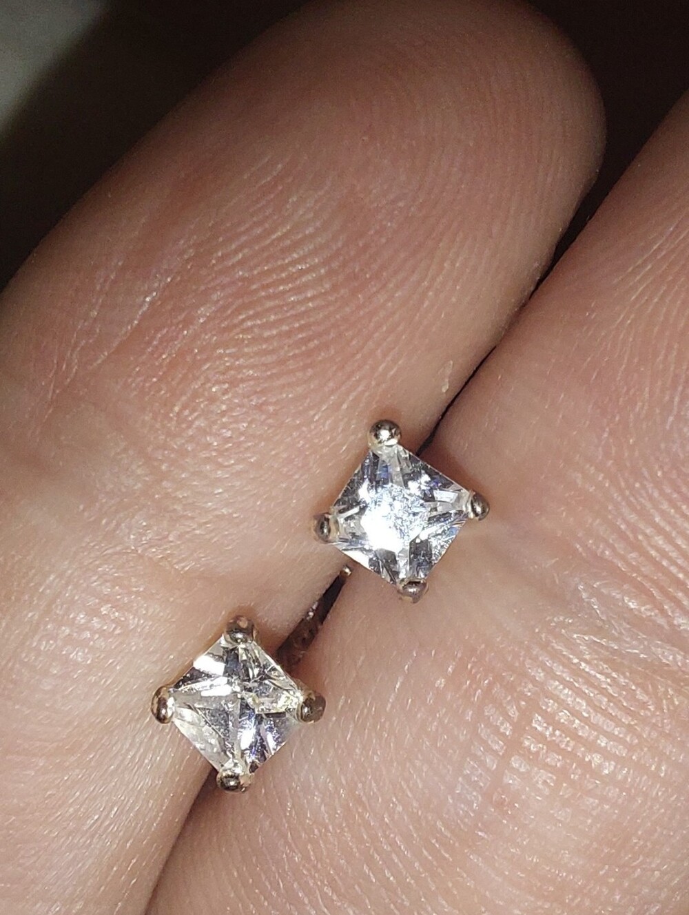 925 CZ Square Stud Earrings
